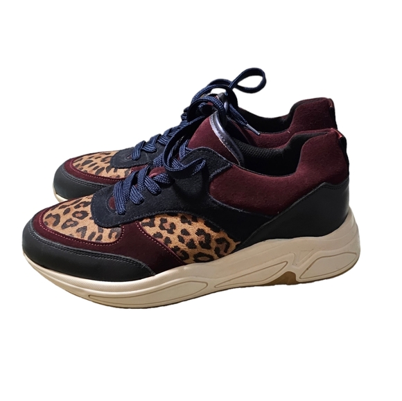 Boden navy/burgundy/leopard print sneakers - Picture 4 of 6